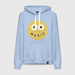 Толстовка-худи хлопковая женская Music smile, цвет: мягкое небо