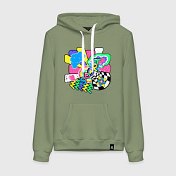 Толстовка-худи хлопковая женская Любовь к спорту, цвет: авокадо