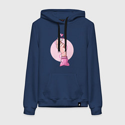 Толстовка-худи хлопковая женская Жест любви, цвет: тёмно-синий
