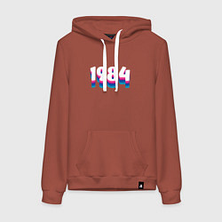 Толстовка-худи хлопковая женская Made in 1984 vintage art, цвет: кирпичный