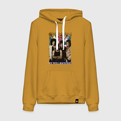Толстовка-худи хлопковая женская Queen винтаж, цвет: горчичный