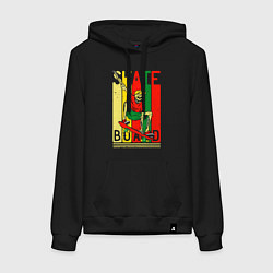 Толстовка-худи хлопковая женская Skateboard skeleton, цвет: черный