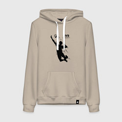 Толстовка-худи хлопковая женская FIVB - международная федерация волейбола, цвет: миндальный