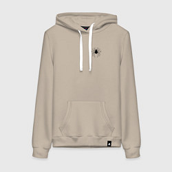 Толстовка-худи хлопковая женская Лого паука, цвет: миндальный