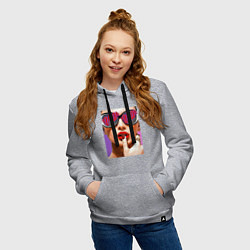 Толстовка-худи хлопковая женская Портрет девушки в стиле поп-арт, цвет: меланж — фото 2