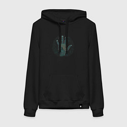 Толстовка-худи хлопковая женская Hand- skull, цвет: черный