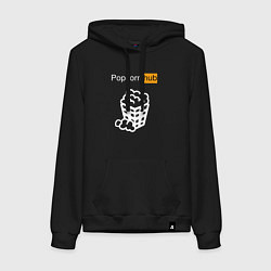 Толстовка-худи хлопковая женская Popocorn hub, цвет: черный