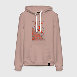 Толстовка-худи хлопковая женская Мезенский конь, цвет: пыльно-розовый