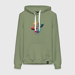 Толстовка-худи хлопковая женская Иллюстрация гантели, цвет: авокадо