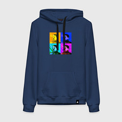 Толстовка-худи хлопковая женская Color Stalin, цвет: тёмно-синий