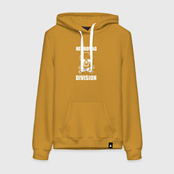 Толстовка-худи хлопковая женская Necrovag white division, цвет: горчичный