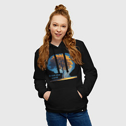 Толстовка-худи хлопковая женская Дивный новый мир, цвет: черный — фото 2