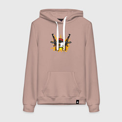 Толстовка-худи хлопковая женская Взрывной цыпленок, цвет: пыльно-розовый