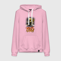 Толстовка-худи хлопковая женская Пикачу Рокnroll, цвет: светло-розовый
