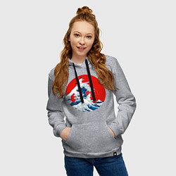 Толстовка-худи хлопковая женская Японская волна с котами, цвет: меланж — фото 2