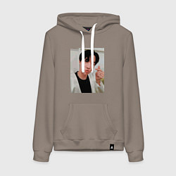 Толстовка-худи хлопковая женская BTS -J-hope-, цвет: утренний латте