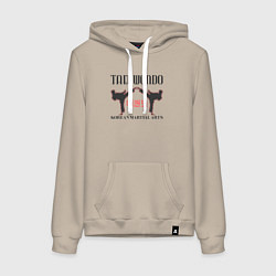 Толстовка-худи хлопковая женская Восточные единоборства, цвет: миндальный