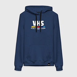 Толстовка-худи хлопковая женская VHS retro 1976, цвет: тёмно-синий