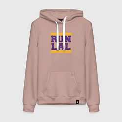 Толстовка-худи хлопковая женская Run Lakers, цвет: пыльно-розовый