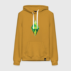 Толстовка-худи хлопковая женская Знак персонажа Симс, цвет: горчичный