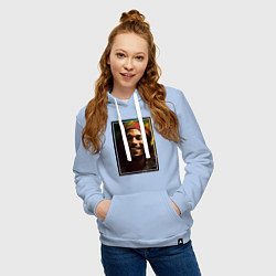 Толстовка-худи хлопковая женская Боб Марли One love, цвет: мягкое небо — фото 2