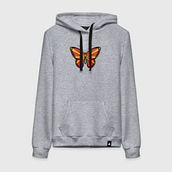 Толстовка-худи хлопковая женская Бабочка Северная Македония, цвет: меланж