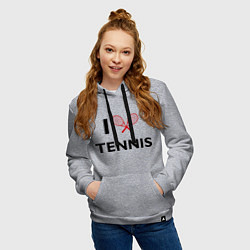 Толстовка-худи хлопковая женская I Love Tennis, цвет: меланж — фото 2