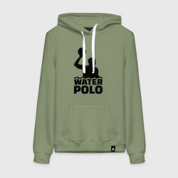 Толстовка-худи хлопковая женская Водное поло, цвет: авокадо
