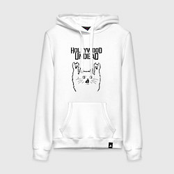 Толстовка-худи хлопковая женская Hollywood Undead - rock cat, цвет: белый