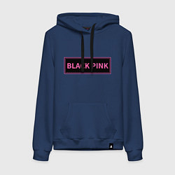 Толстовка-худи хлопковая женская Логотип Блек Пинк, цвет: тёмно-синий