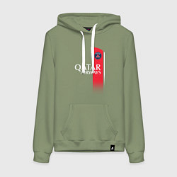 Толстовка-худи хлопковая женская Килиан Мбаппе форма ФК ПСЖ 2324 домашняя, цвет: авокадо