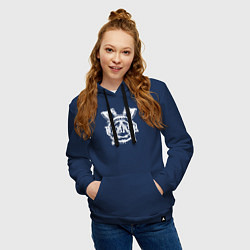 Толстовка-худи хлопковая женская Логотип Distraid - Викинг, цвет: тёмно-синий — фото 2