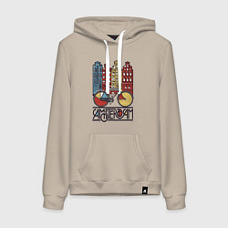 Толстовка-худи хлопковая женская Amsterdam bike, цвет: миндальный