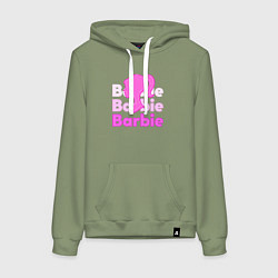 Толстовка-худи хлопковая женская Логотип Барби объемный, цвет: авокадо