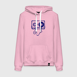 Толстовка-худи хлопковая женская Music cassette, цвет: светло-розовый