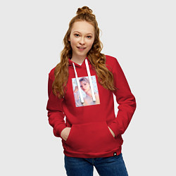 Толстовка-худи хлопковая женская Феликс - Stray Kids, цвет: красный — фото 2