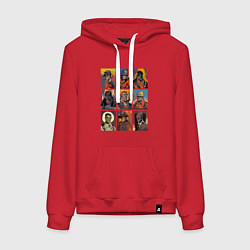 Толстовка-худи хлопковая женская Team fortress 2 - портреты персонажей, цвет: красный