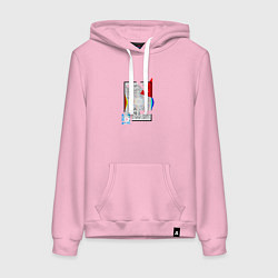 Толстовка-худи хлопковая женская Геометрическая абстракция треугольник, квадрат, цвет: светло-розовый