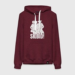 Толстовка-худи хлопковая женская Skibidi Toilet Cameraman and Speakerman, цвет: меланж-бордовый