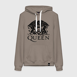 Толстовка-худи хлопковая женская Queen - logo, цвет: утренний латте