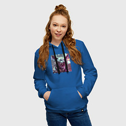 Толстовка-худи хлопковая женская Киберкот в стиле киберпанк, цвет: синий — фото 2