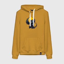 Толстовка-худи хлопковая женская Cat dragon, цвет: горчичный