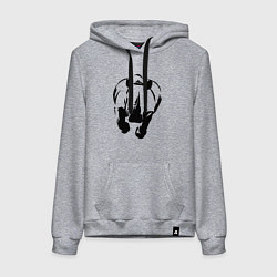 Толстовка-худи хлопковая женская Носорог атакует, цвет: меланж