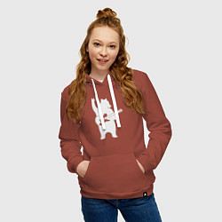 Толстовка-худи хлопковая женская Мишутка рокер, цвет: кирпичный — фото 2