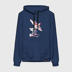 Толстовка-худи хлопковая женская Гитары с неба, цвет: тёмно-синий