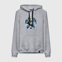 Толстовка-худи хлопковая женская Гомер Симпсон - хоккейный нападающий, цвет: меланж