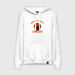 Толстовка-худи хлопковая женская Basketball champions, цвет: белый