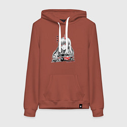 Толстовка-худи хлопковая женская Nissan Silvia S15 Drift Zero Two, цвет: кирпичный