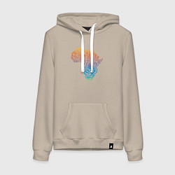 Толстовка-худи хлопковая женская Разноцветная зебра, цвет: миндальный