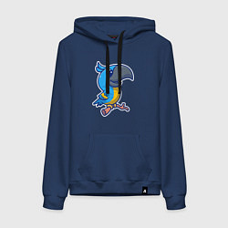 Толстовка-худи хлопковая женская Попугайчик, цвет: тёмно-синий